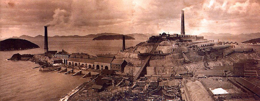 昭和４５年（１９７０）の四阪島全景